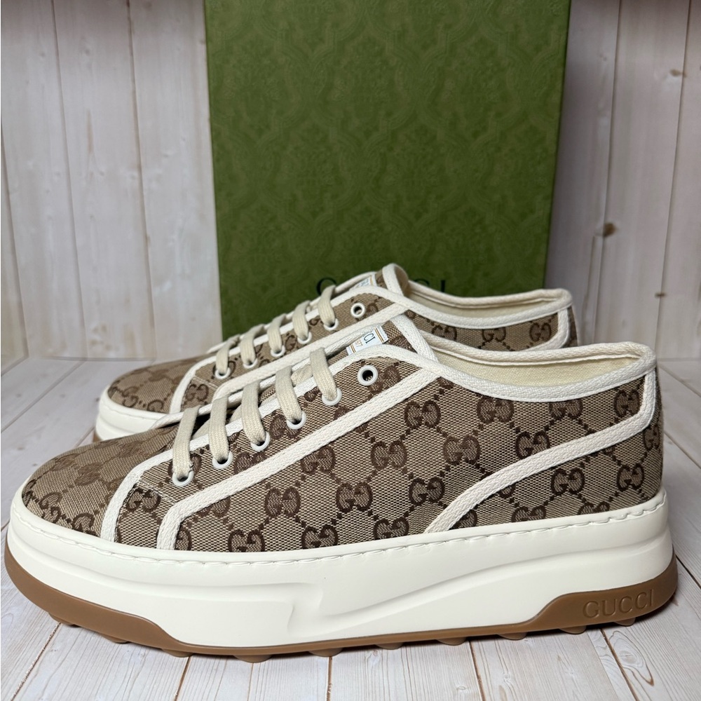 Gucci GG Supreme 1977 Tennis Canvas Sneaker Beige/Ebony-White Sz 11.5G / 12.5US - Picture 4 of 13